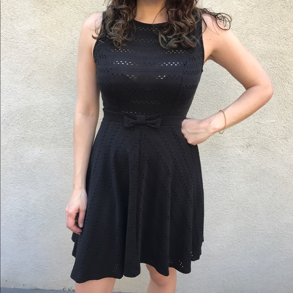 Black cotton fit and flare dress