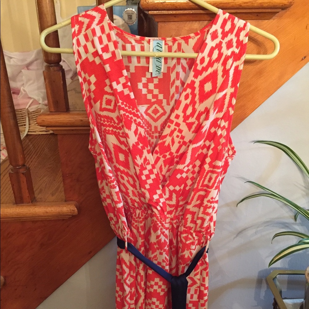 Francesca's Collection Orange Ikat Dress Worn Once