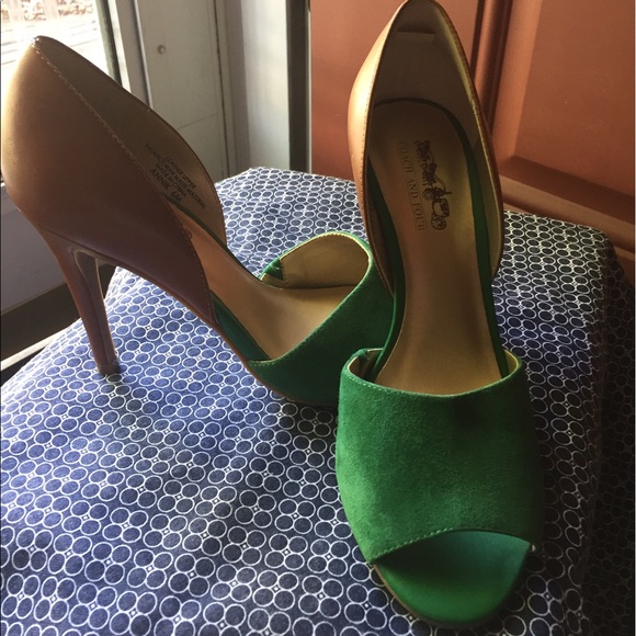 Coach and Four Shoes - Green and Brown Coach Four heels