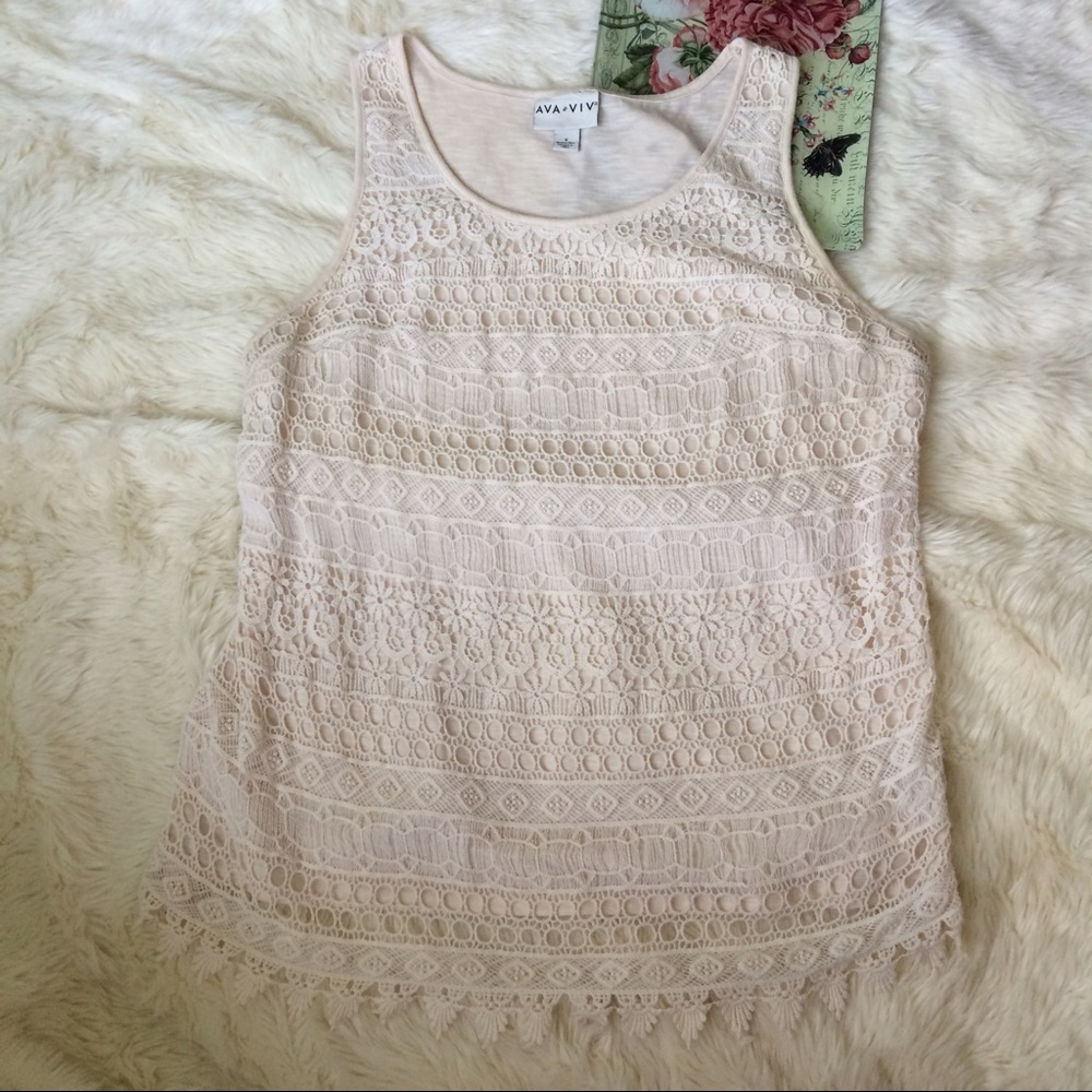 Ava & Viv Plus Szed Tank szX Eyelet Lace Tank top