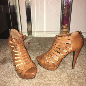 Jessica Simpson lace up leather sandal heels