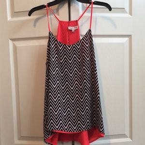 Flowy tank in black, white, and pink