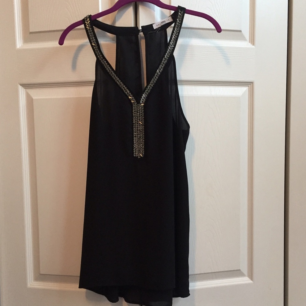 Beaded tank in black