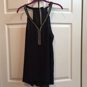 Beaded tank in black
