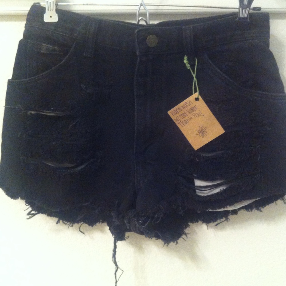 Handmade black denim shorts