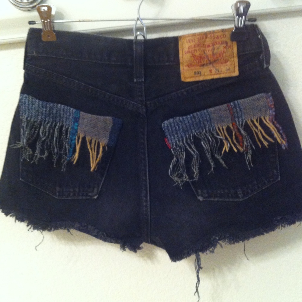Handmade Levi's 501 shorts w/ fringe