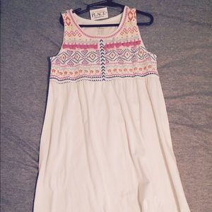 Girls white dress with colorful detail