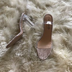 Perspex Clear Velvet Heels