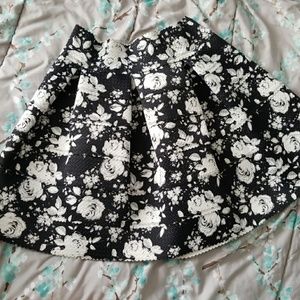 Black and White Floral Skirt