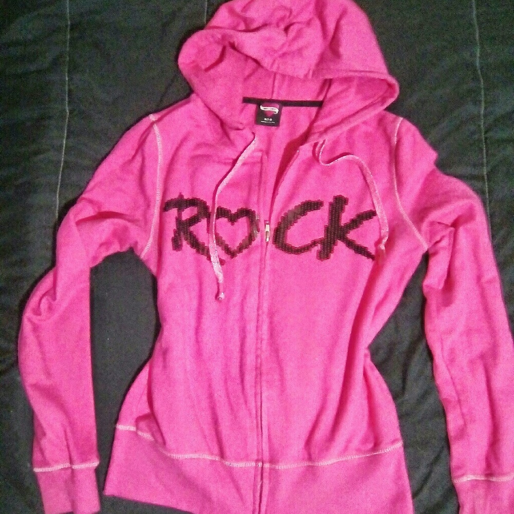 Hard Candy Sequin "rock" zip up hoodie