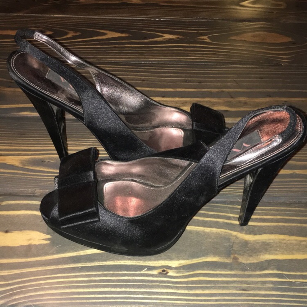 black satin heels