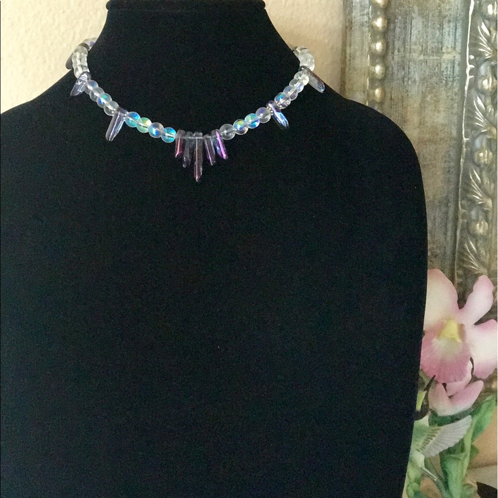 Iridescent Glass Bead Necklace