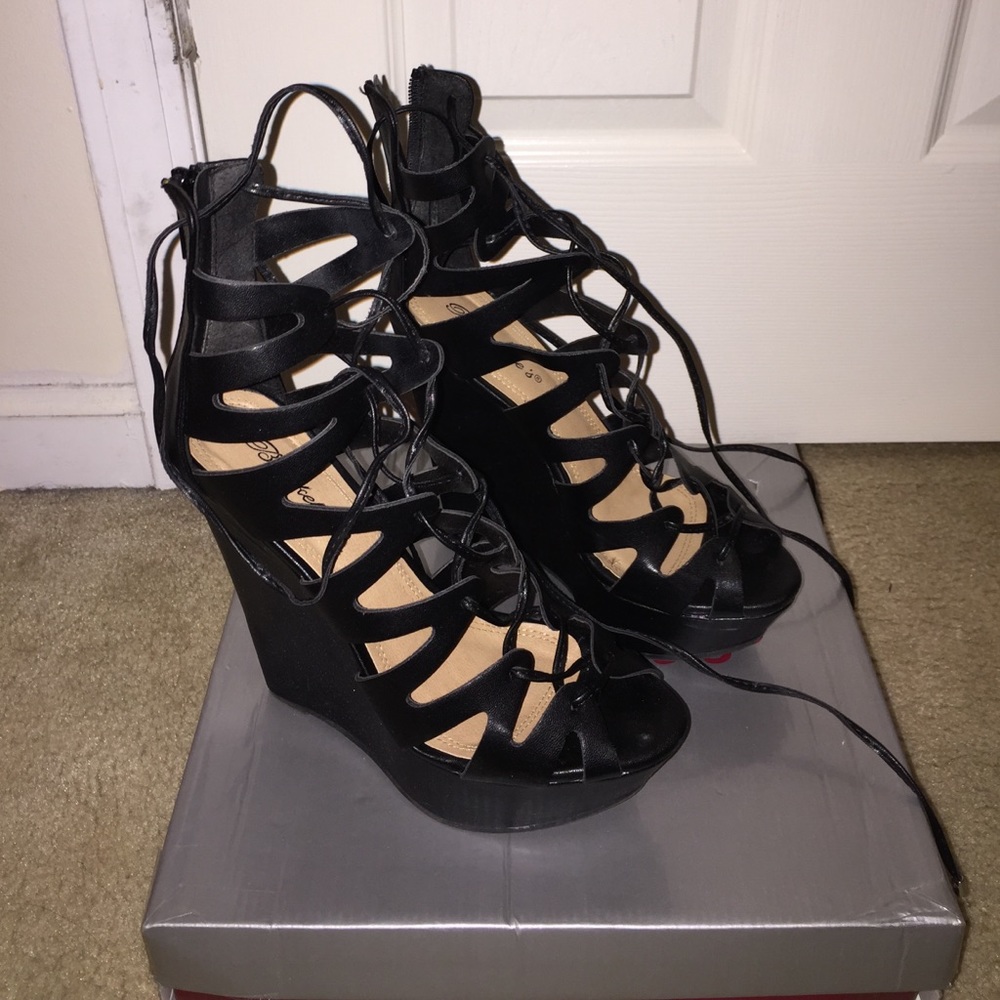 Lace up wedges