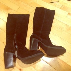 Calvin Klein Jeans black suede heeled boots
