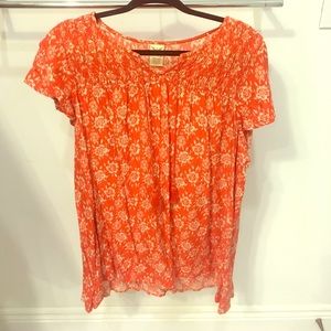 Orange Boho Floral Top