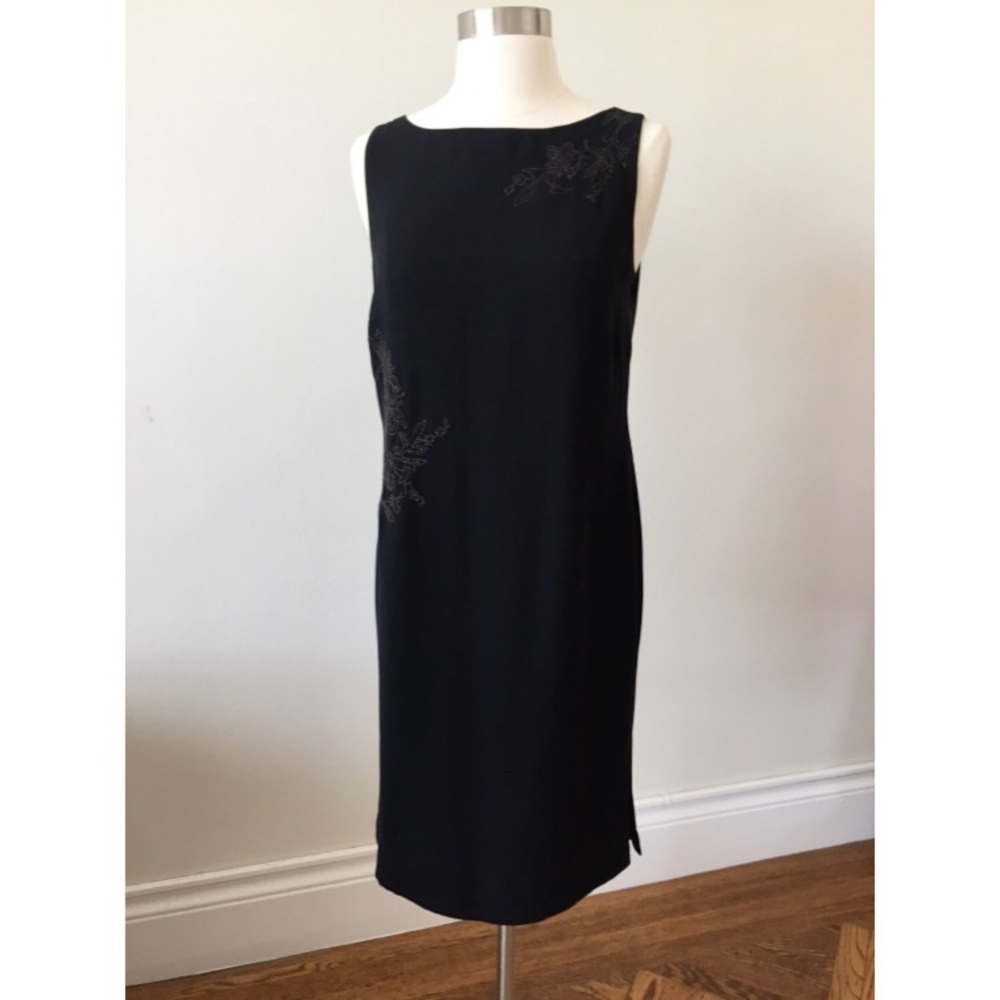 LOFT Lined Sleeveless Black Sheath Dress