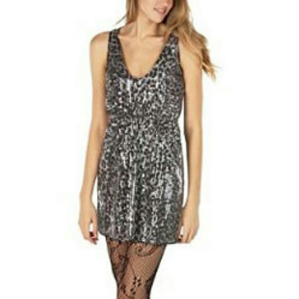 Rodarte Sequin Dress in Gray Leopard