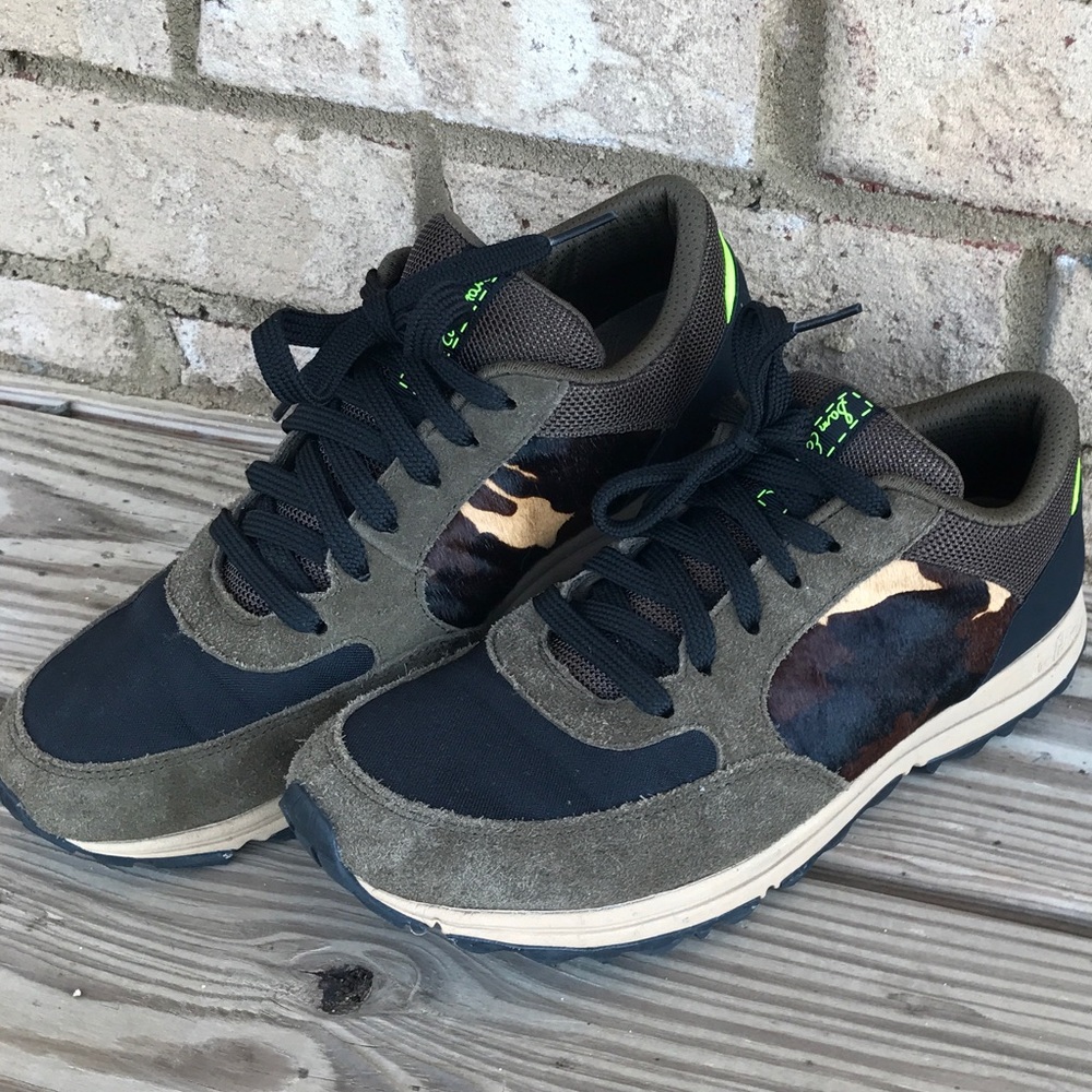 Sam Edelman army green and leopard sneakers