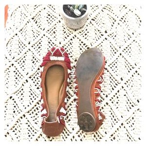 Tory burch beaded native flats sz 7