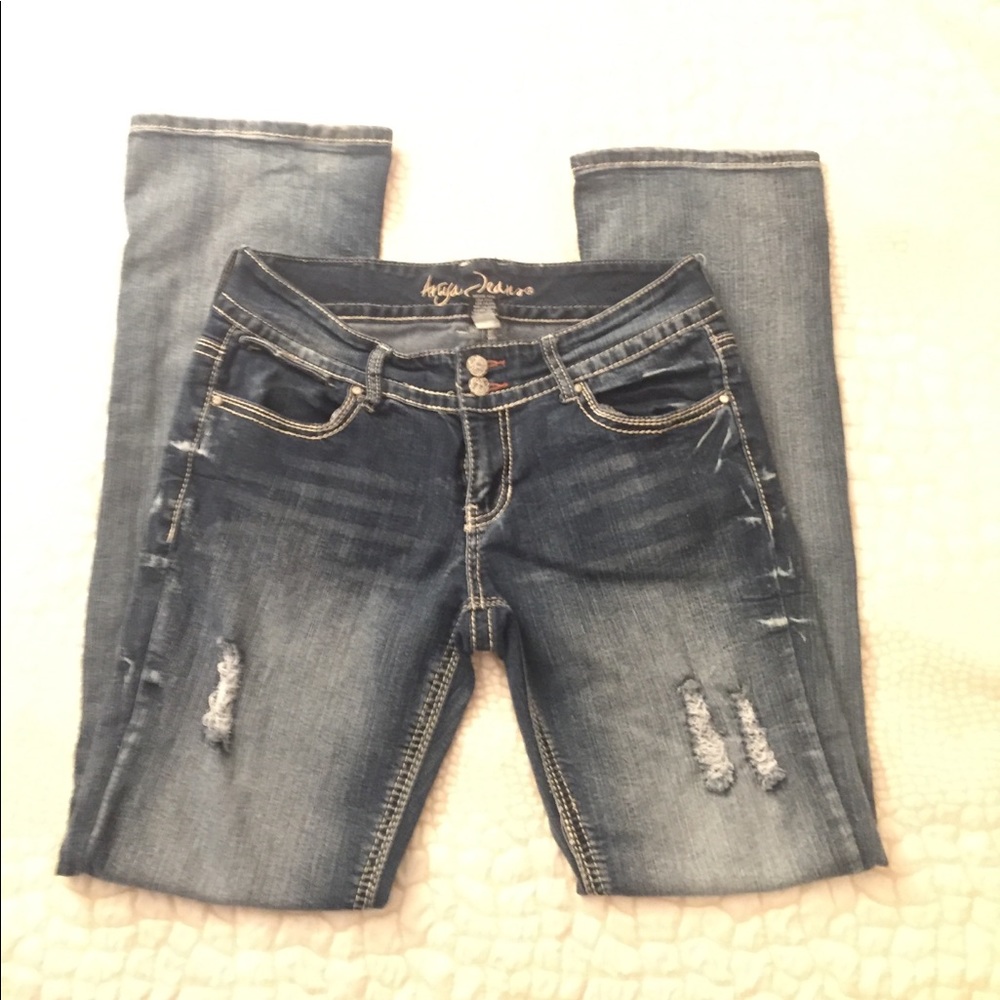 Atiya Jeans lightly distressed size 9