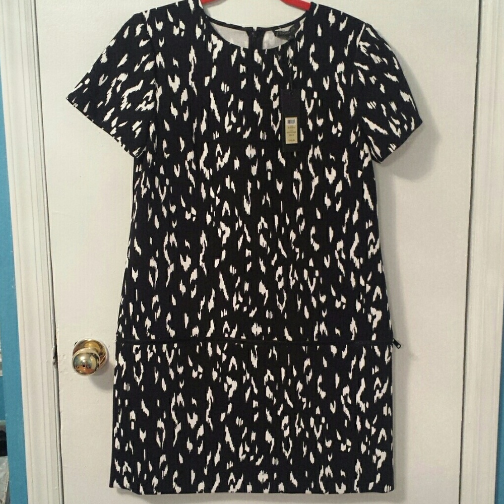 RACHEL ZOE. Black optic white sheath  dress