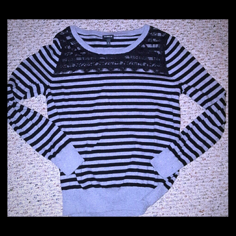 Torrid Striped Sweater with Lace