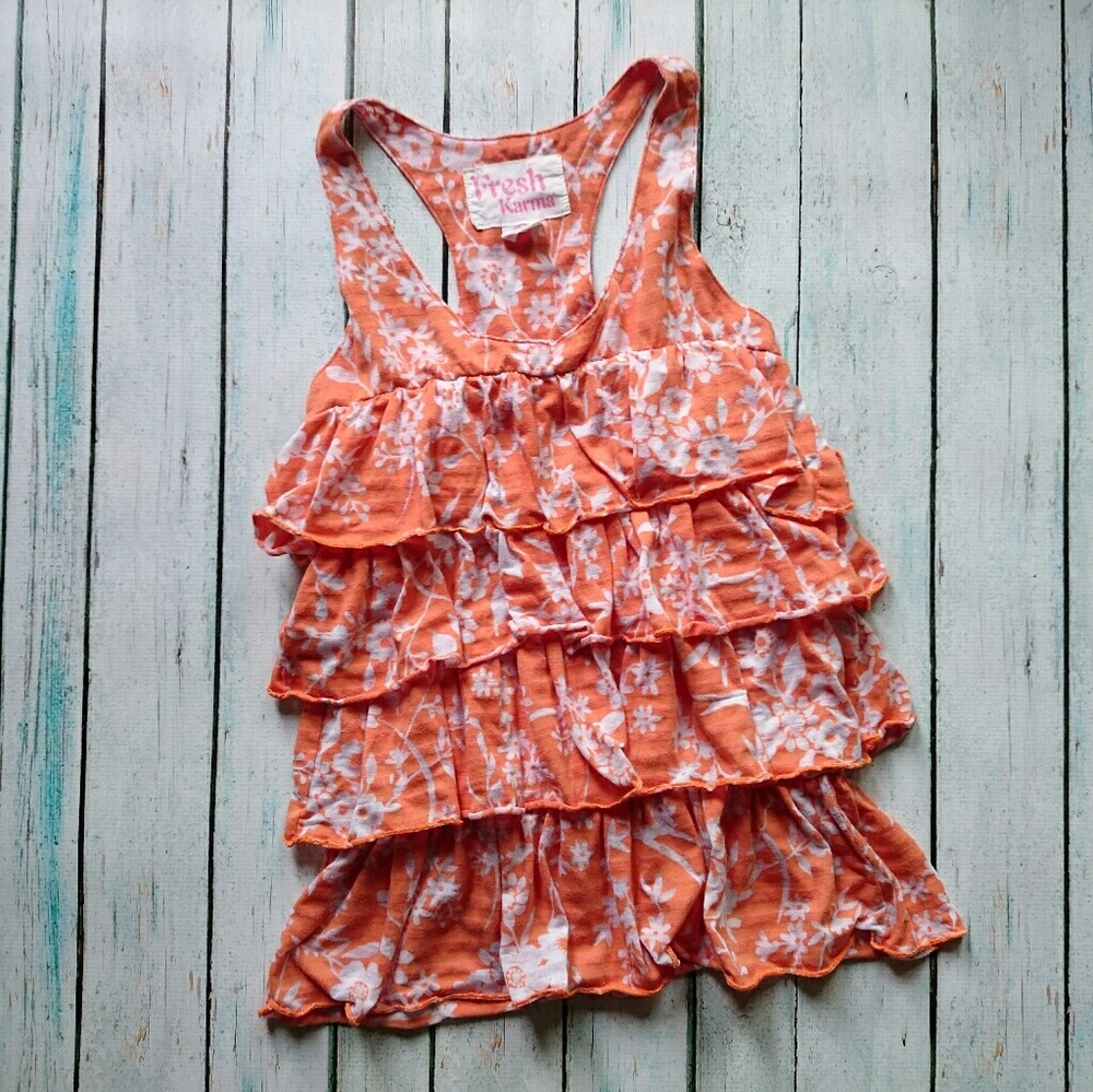 Orange Ruffle Tank - Picture 2 of 6