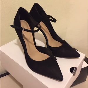 Aldo Ankle Strap Shoes, Black Suede