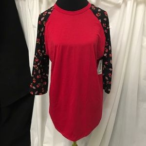 Black & Red Floral LuLaRoe Randy Baseball Shirt Black & Red Floral LuLaRoe Randy Baseball Shirt