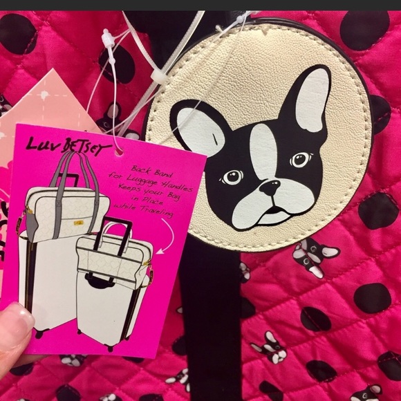 Betsey Johnson Fuchsia Frenchie Weekender Duffel - Picture 3 of 8