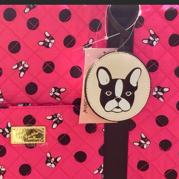 Betsey Johnson Fuchsia Frenchie Weekender Duffel - Picture 8 of 8