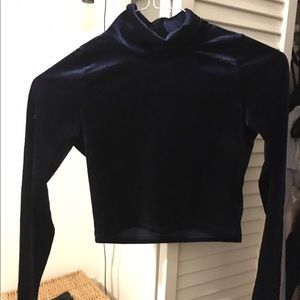 Navy velvet crop top
