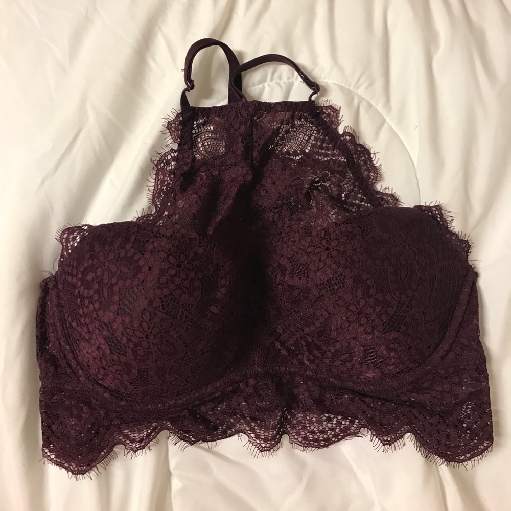 Lace padded halter bra