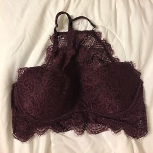 Lace padded halter bra