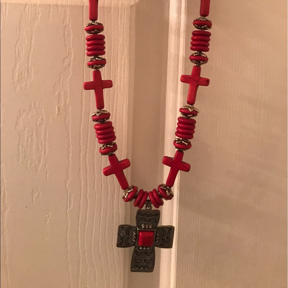 Red Wooden Bead Fashion Necklace