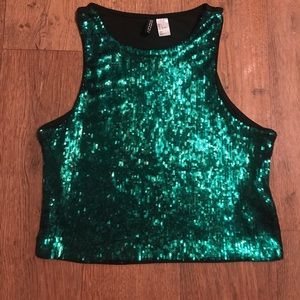 NWOT Sequin Mermaid Crop Top by DIVIDED