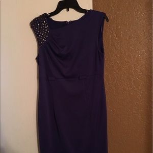 Purple sleeveless dress beaded shoulder