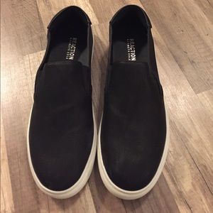 Women's size 8, slip on Black Leather shoes NWOT