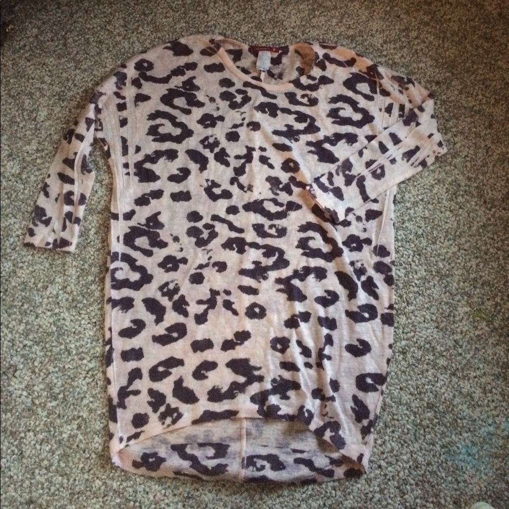 Tunic Length Leopard Print pink sweater