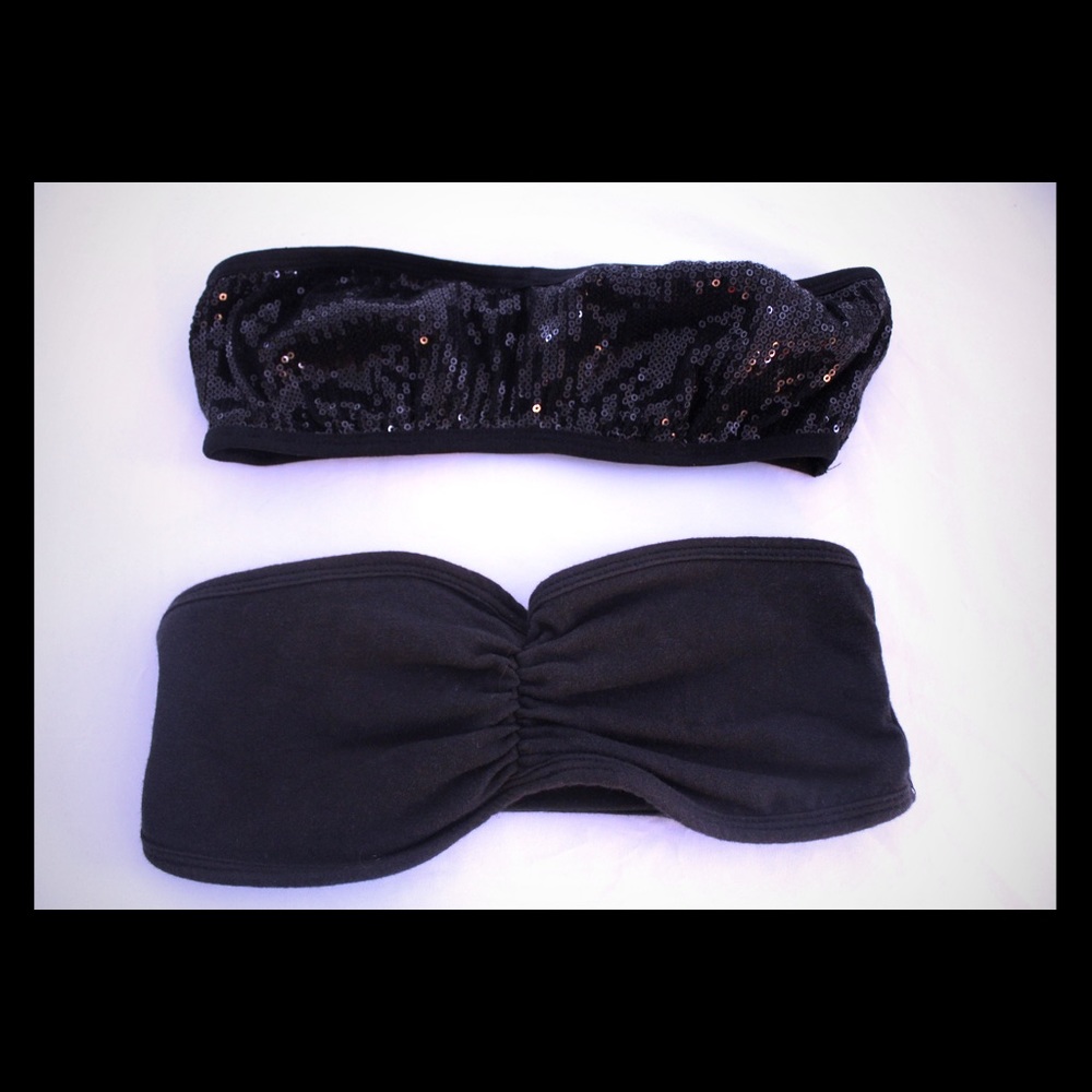Set of two black bandeau bras