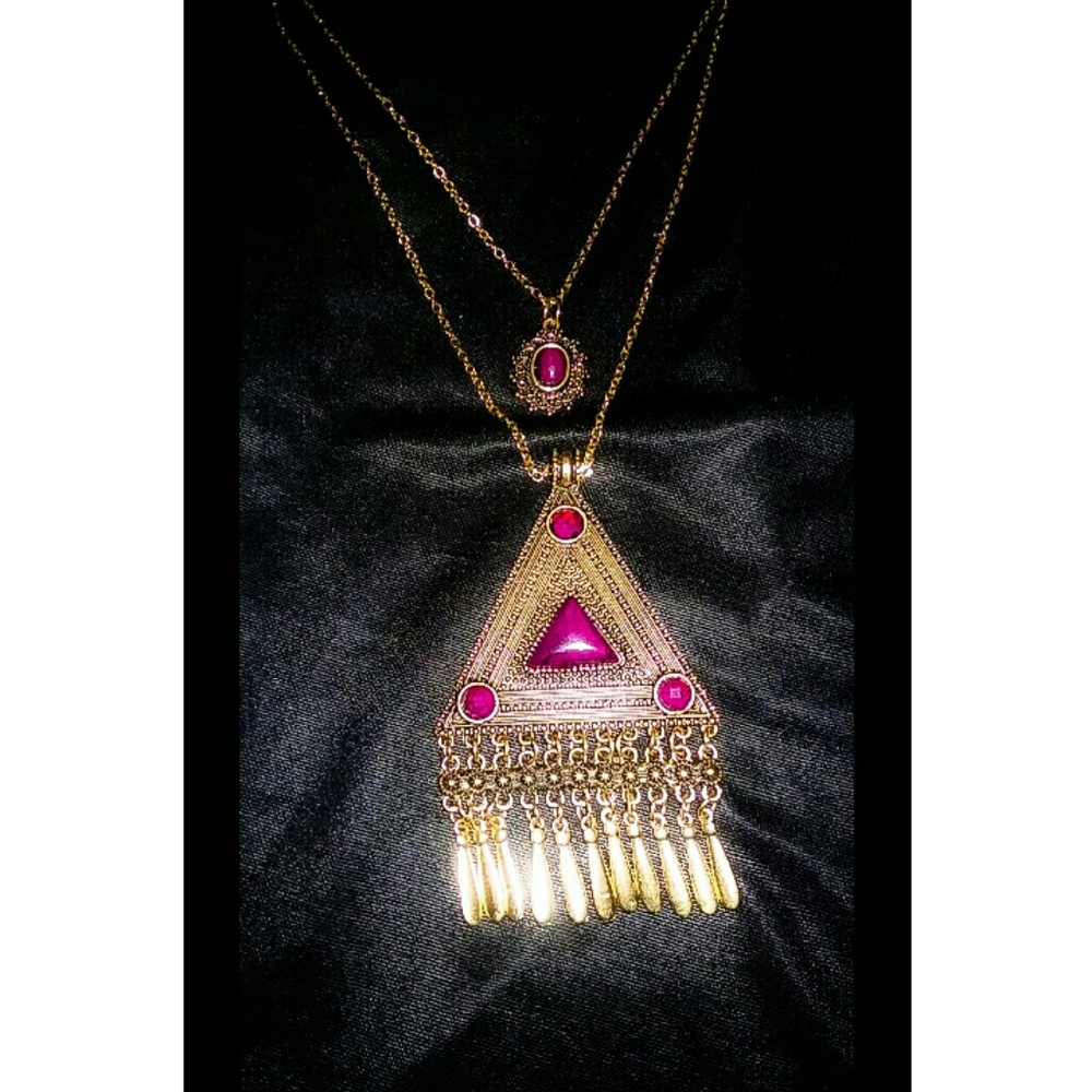 Gold Pyramid Statement Necklace