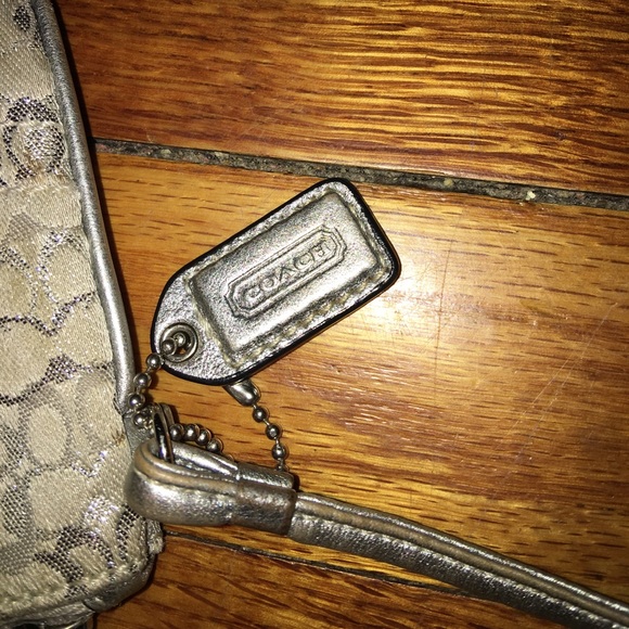 COACH wristlet, silver with silver and grey Cs - Picture 2 of 4