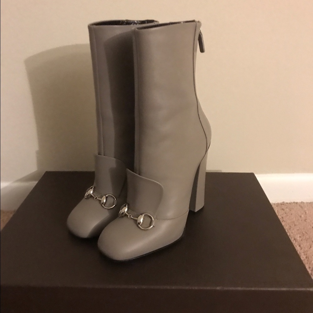 Gucci leather horsebit ankle boots