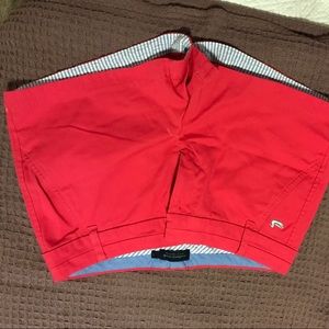 Red shorts with seersucker trim, size 4