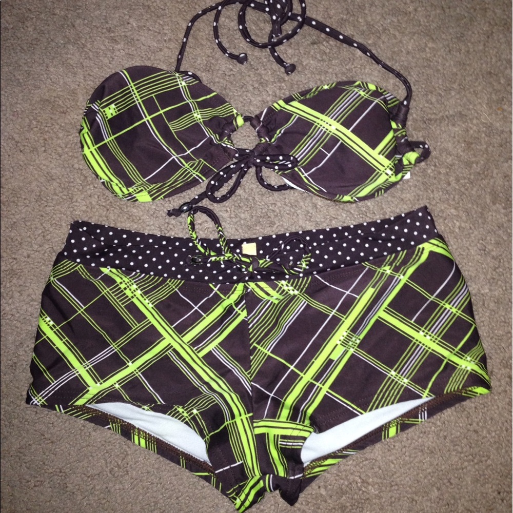 Women's brown and green bikini