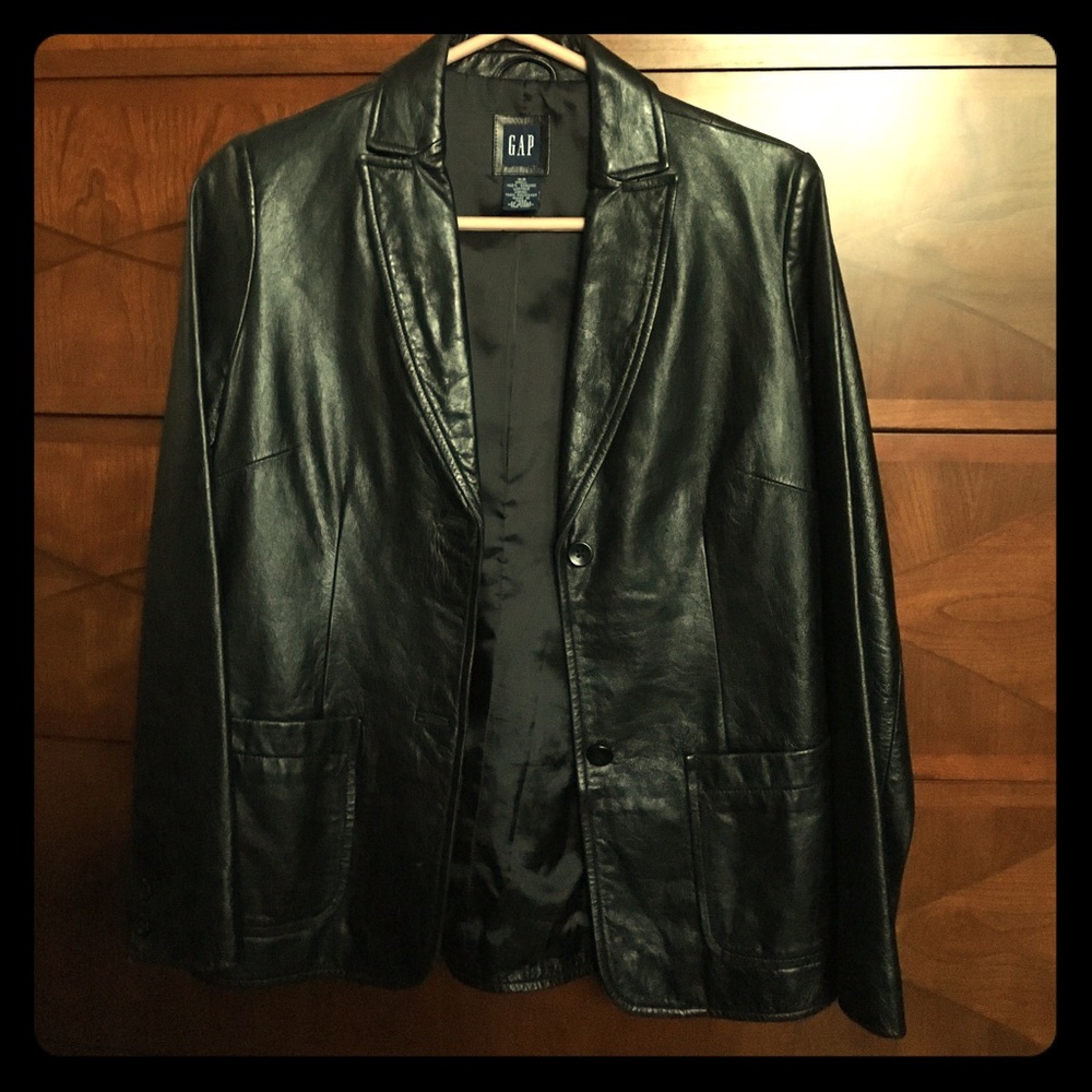 GAP XS black leather jacket