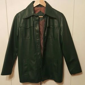 70's Vintage Forest Green Leather Jacket