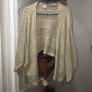 Beige Knit Loose Hanging Cardigan