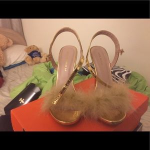 Gold feather heels