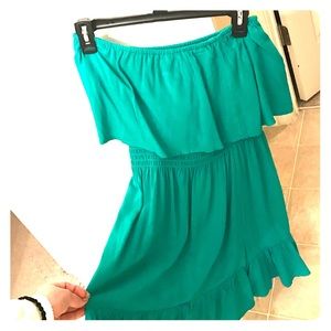 Breezy Strapless Turquoise Dress